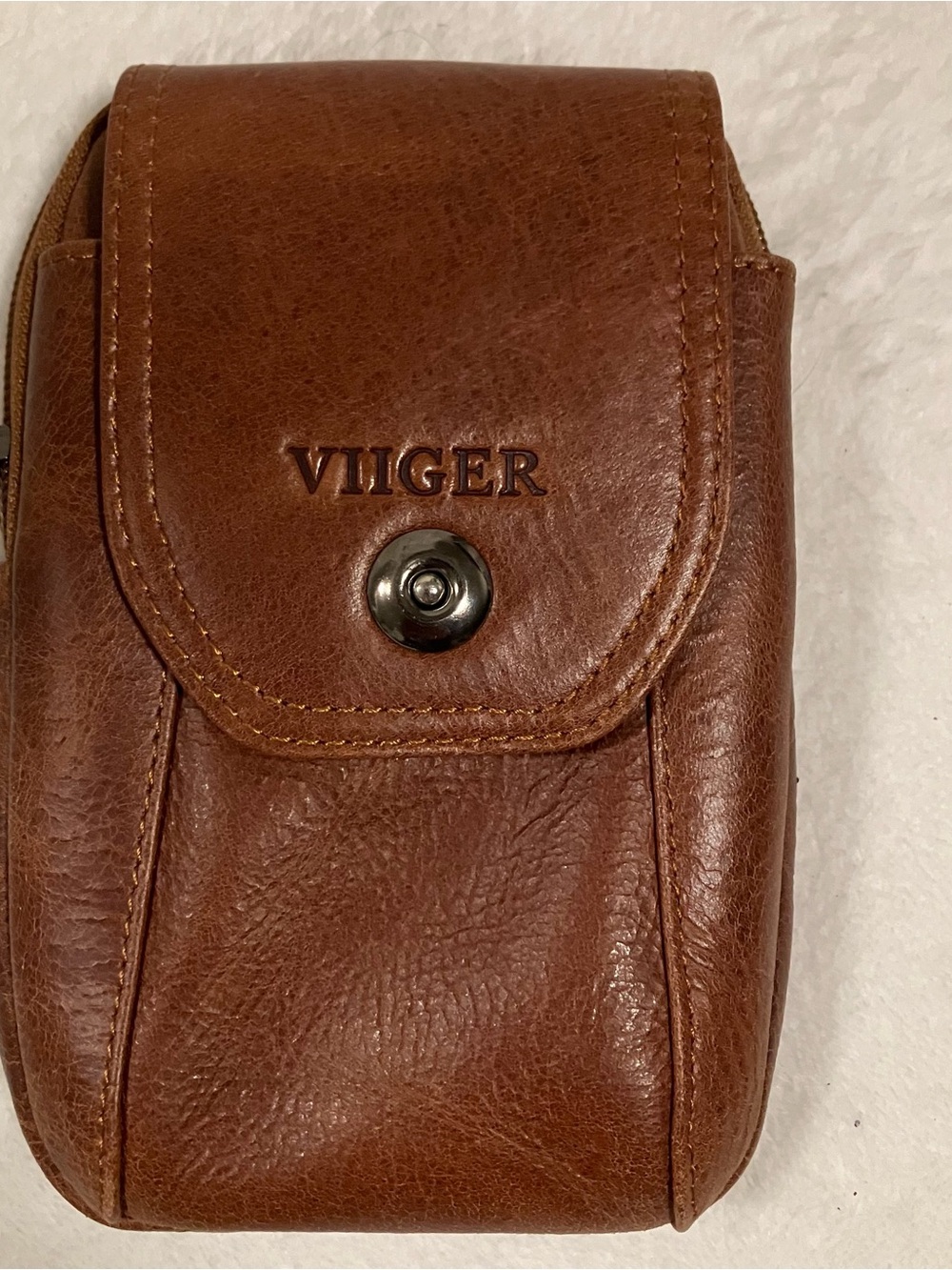 Viiger Brown Leather Belt Bag for Men